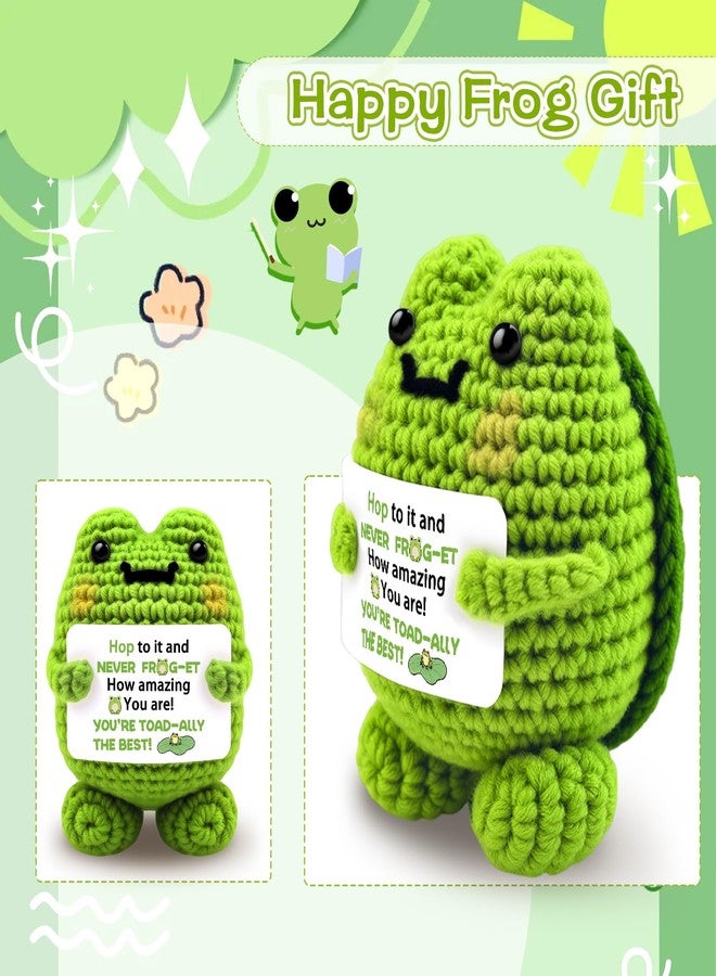 AICHPVOY Handmade Crochet Inspirational Frog Crochet Doll Handmade Positive Animal Desk Decor Boss Gifts For Women Mentor Appreciation Farewell Going Away Gift College Graduation Unique Encouragement Gift - Image 2